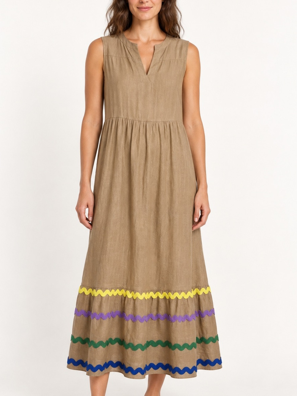 Vilagallo Lenna Midi Linen Shift Dress Sz. 42 (US M)